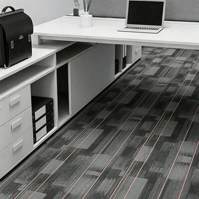 GB Standard Stripe Carpet Tile B1 Fire Rated Gray Carpet Tile