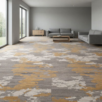 Grey Gold Cloudscape PP Carpet Tile High Density Tile Carpet Squares